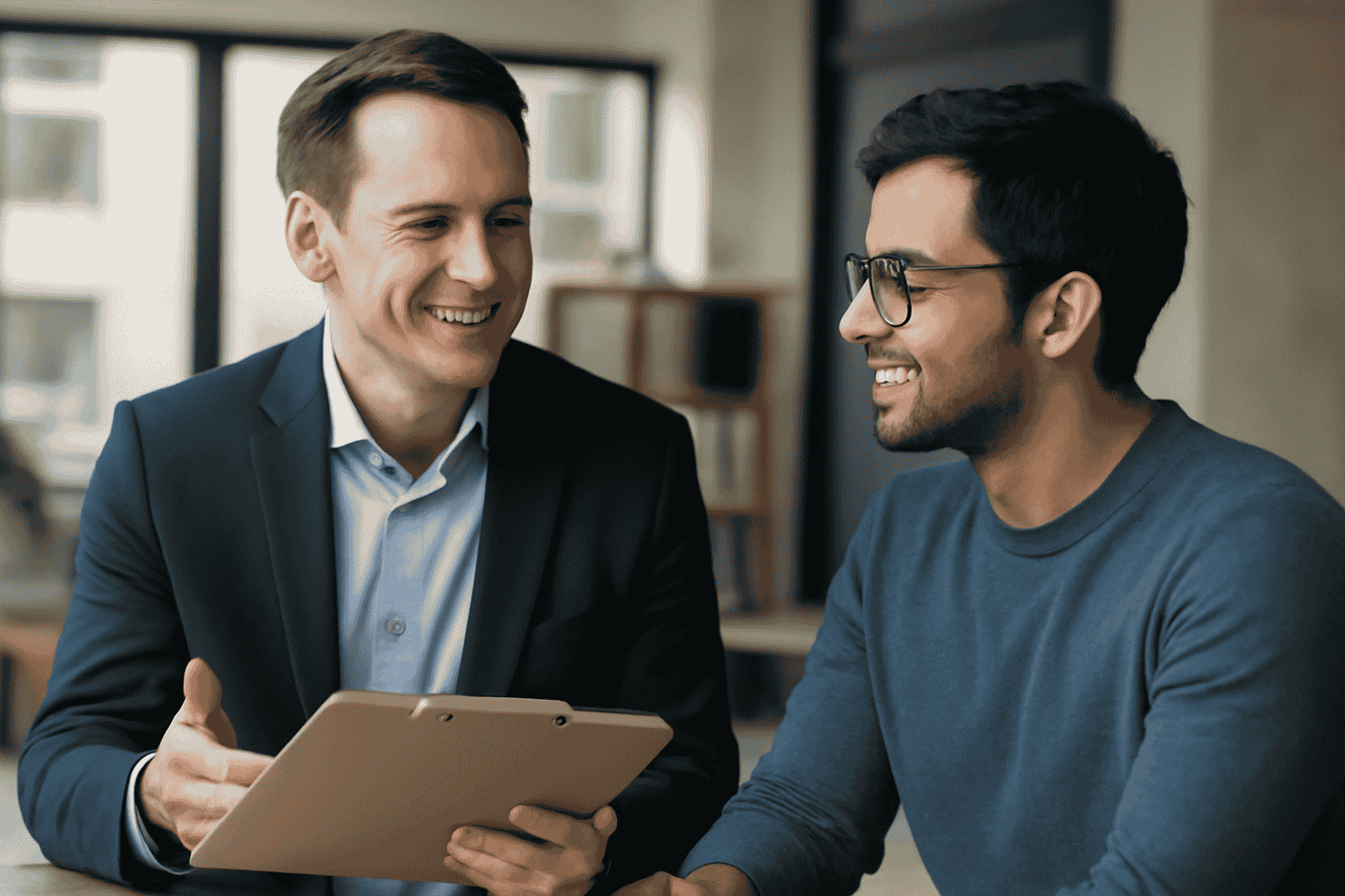 En företagare som anlitar en digital marknadsföringskonsult